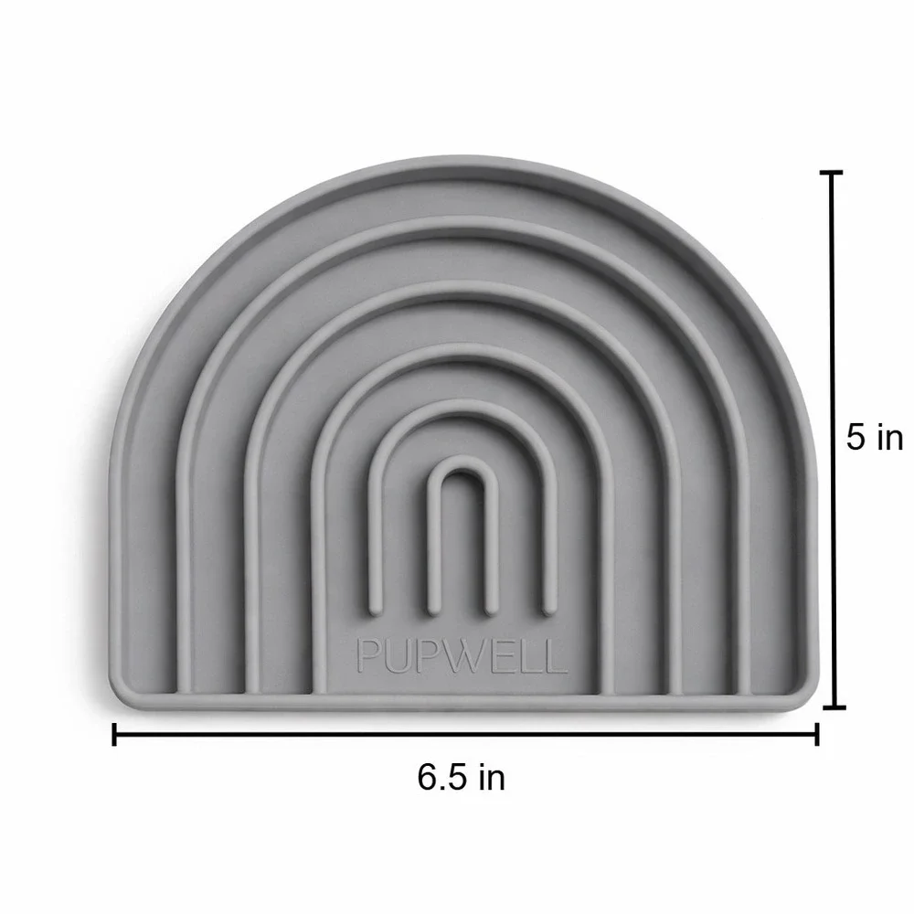Pupwell Slow Feeder‎ Gray Silicone Rainbow Enrichment Lick Mat Dog Suction Cups